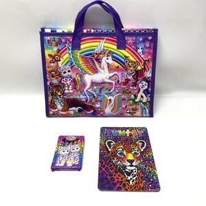 2016 Lisa Frank Unicorn Trifold Portfolio Binder Folder 10 x 13 Puzzle & Crayons